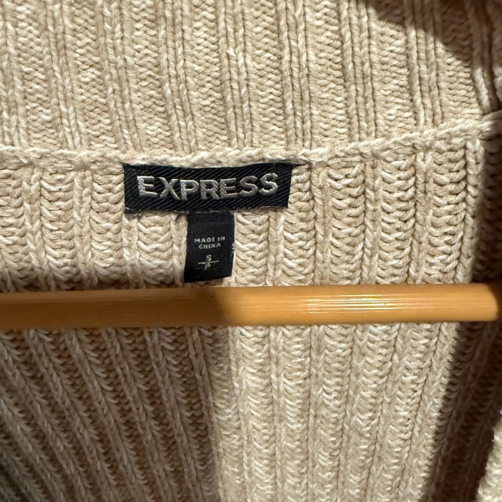 Express Beige Ribbed Cardigan - Picture 2 of 4